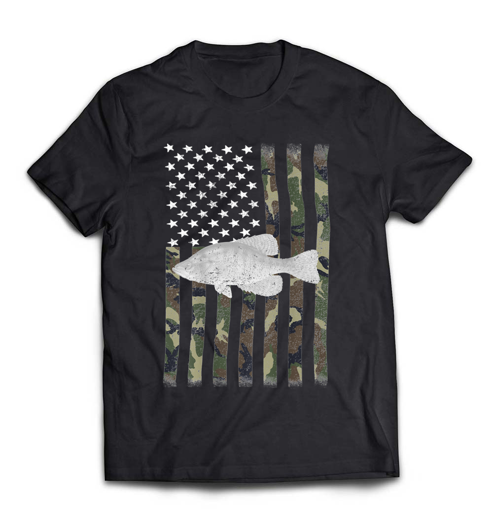 Camouflage Flag Crappie Fishing T-Shirt: A Stylish Tribute to Your Favorite Fish